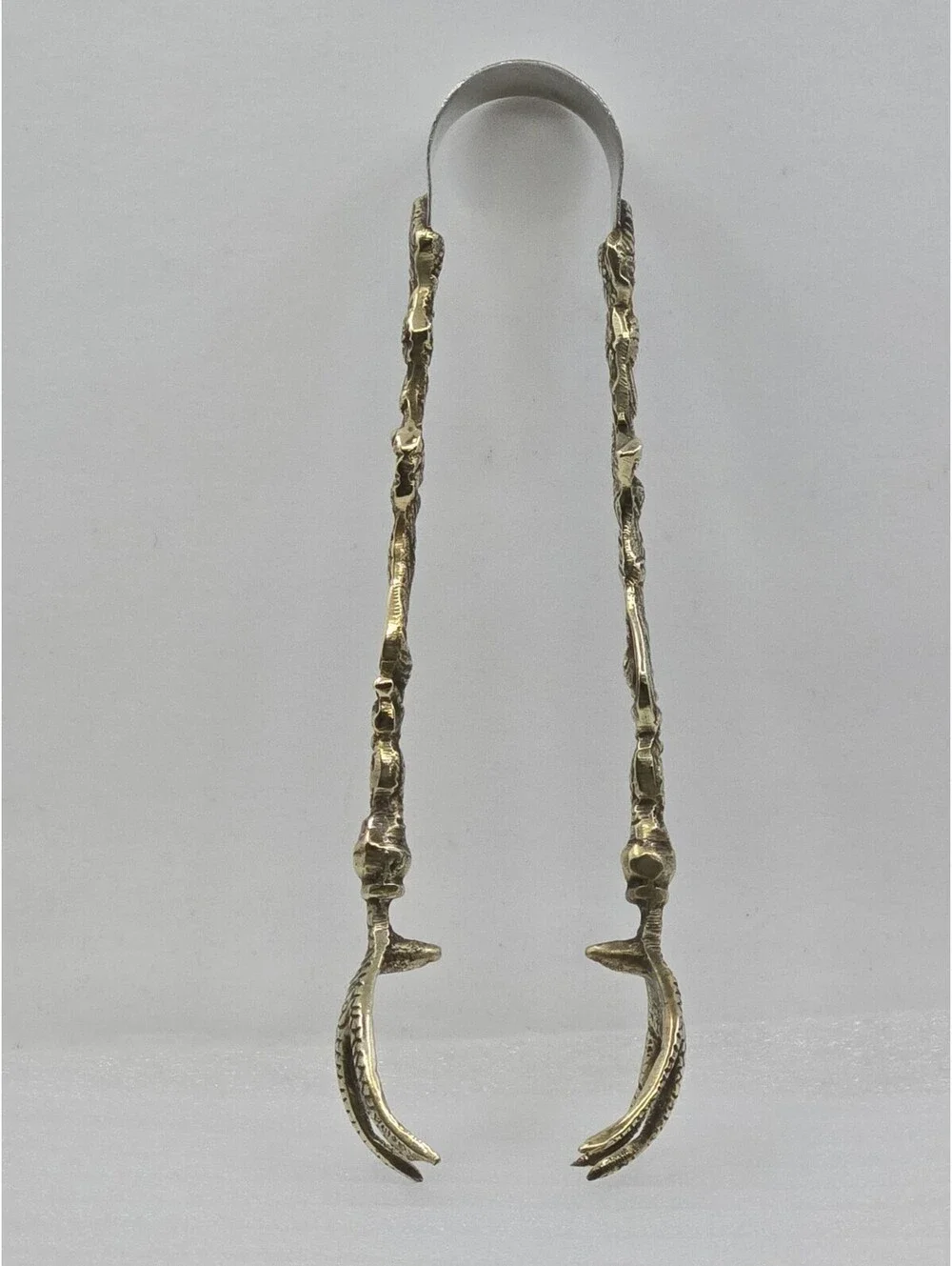 J. Bellini Italy Ornate Brass Ice Tongs Barware With Antlers/Claws Vintage 7.75